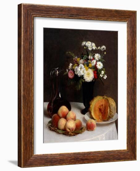 Still Life with Decanter, Flowers and Fruits, 1865-Henri Fantin-Latour-Framed Giclee Print