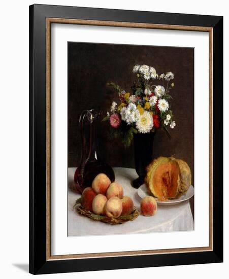 Still Life with Decanter, Flowers and Fruits, 1865-Henri Fantin-Latour-Framed Giclee Print