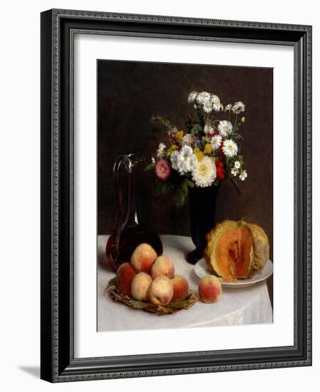 Still Life with Decanter, Flowers and Fruits, 1865-Henri Fantin-Latour-Framed Giclee Print