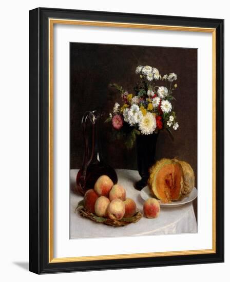 Still Life with Decanter, Flowers and Fruits, 1865-Henri Fantin-Latour-Framed Giclee Print