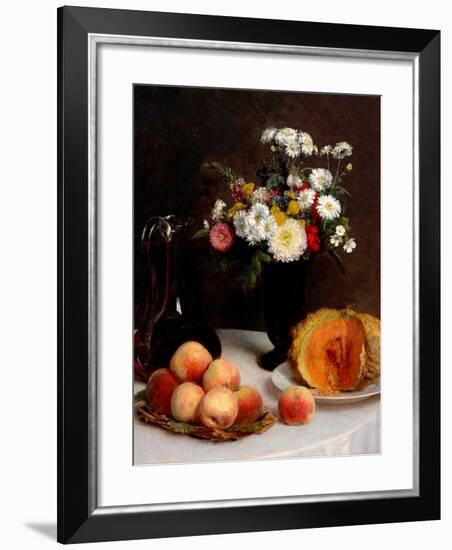 Still Life With Decanter, Flowers And Fruits-Henri Fantin-Latour-Framed Giclee Print