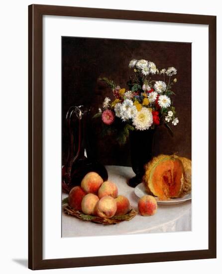 Still Life With Decanter, Flowers And Fruits-Henri Fantin-Latour-Framed Giclee Print