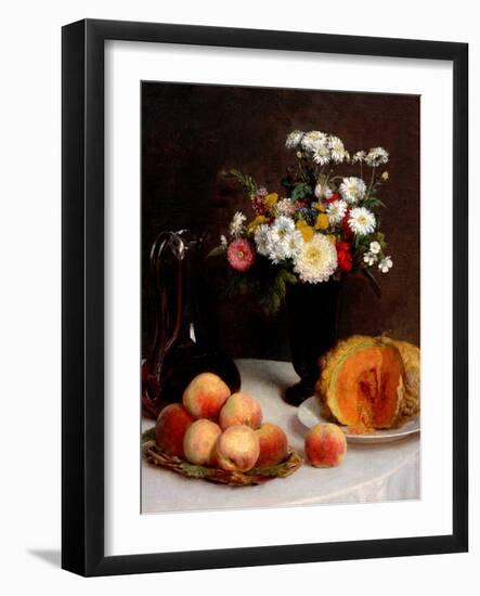 Still Life With Decanter, Flowers And Fruits-Henri Fantin-Latour-Framed Giclee Print