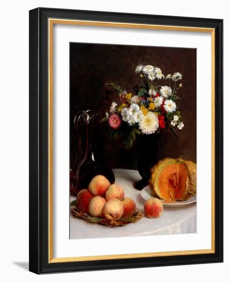 Still Life With Decanter, Flowers And Fruits-Henri Fantin-Latour-Framed Giclee Print