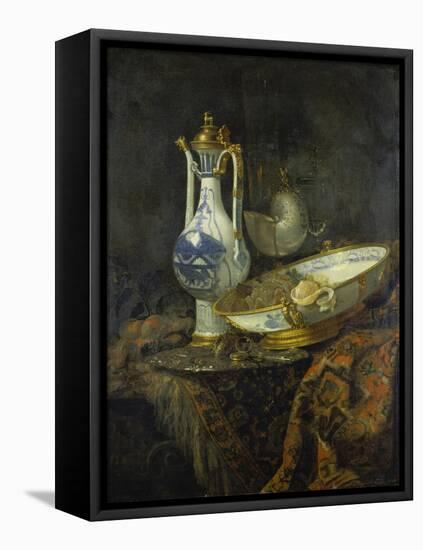 Still Life with Delft Vase and Bowl-Willem Kalf-Framed Premier Image Canvas