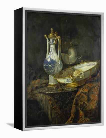 Still Life with Delft Vase and Bowl-Willem Kalf-Framed Premier Image Canvas
