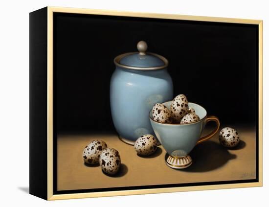 Still Life with Duck Egg Blue, 2018 (oil on linen)-Catherine Abel-Framed Premier Image Canvas