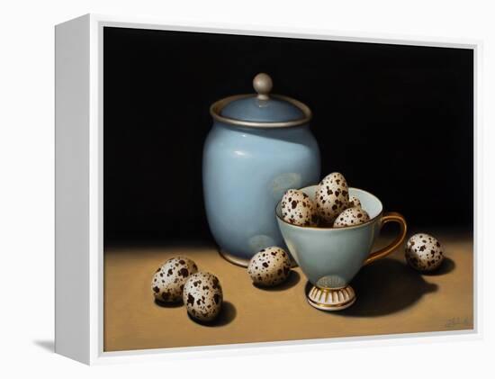 Still Life with Duck Egg Blue, 2018 (oil on linen)-Catherine Abel-Framed Premier Image Canvas