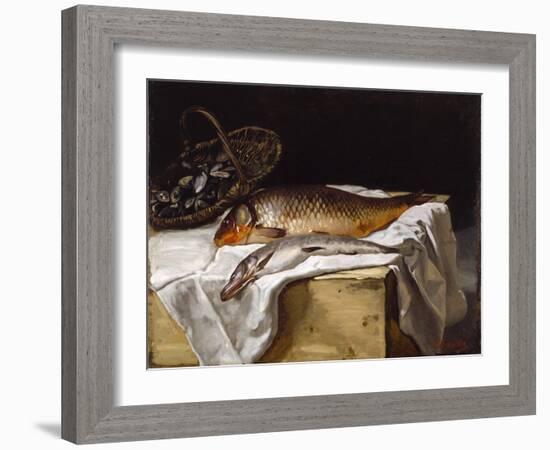 Still Life with Fish, 1866 (Oil on Canvas)-Jean Frederic Bazille-Framed Giclee Print
