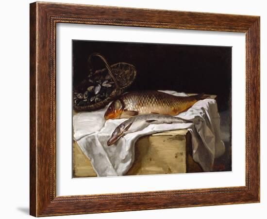 Still Life with Fish, 1866 (Oil on Canvas)-Jean Frederic Bazille-Framed Giclee Print