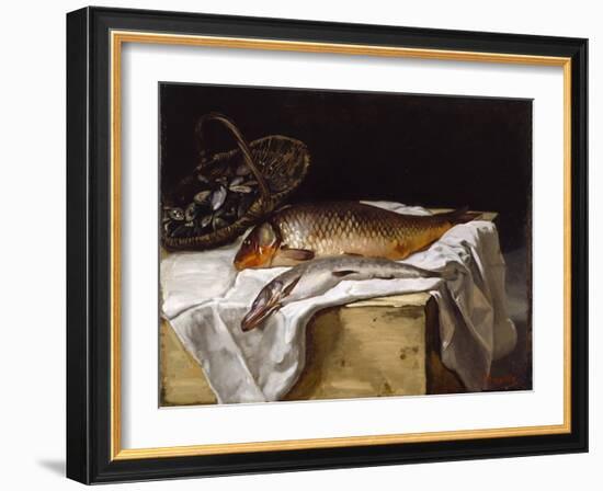 Still Life with Fish, 1866 (Oil on Canvas)-Jean Frederic Bazille-Framed Giclee Print