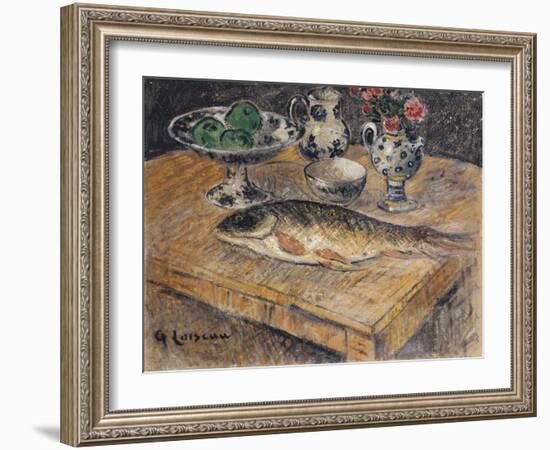 Still Life with Fish, Flowers and Apples; Nature Morte Aux Poisson, Fleurs Et Pommes-Gustave Loiseau-Framed Giclee Print