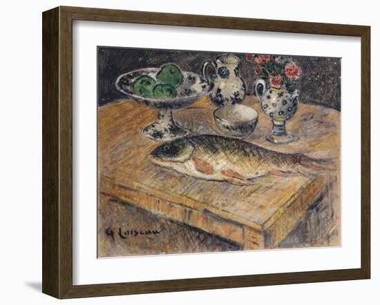 Still Life with Fish, Flowers and Apples; Nature Morte Aux Poisson, Fleurs Et Pommes-Gustave Loiseau-Framed Giclee Print