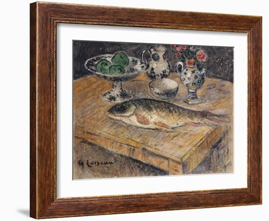 Still Life with Fish, Flowers and Apples; Nature Morte Aux Poisson, Fleurs Et Pommes-Gustave Loiseau-Framed Giclee Print