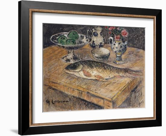 Still Life with Fish, Flowers and Apples; Nature Morte Aux Poisson, Fleurs Et Pommes-Gustave Loiseau-Framed Giclee Print