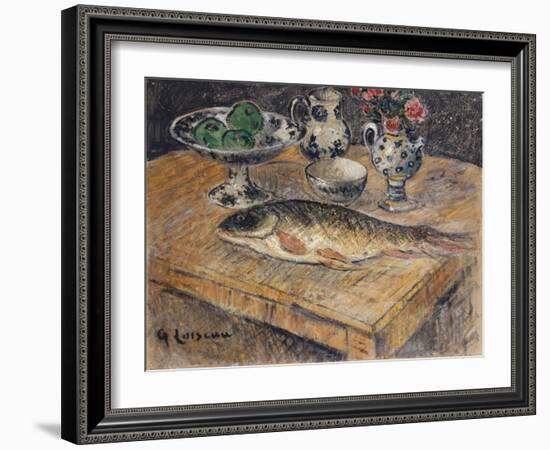 Still Life with Fish, Flowers and Apples; Nature Morte Aux Poisson, Fleurs Et Pommes-Gustave Loiseau-Framed Giclee Print