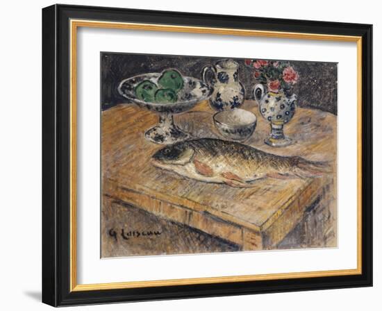 Still Life with Fish, Flowers and Apples; Nature Morte Aux Poisson, Fleurs Et Pommes-Gustave Loiseau-Framed Giclee Print