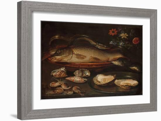 Still Life with Fish, Oysters and Shrimps, C.1620-50 (Oil on Panel)-Clara Peeters-Framed Giclee Print