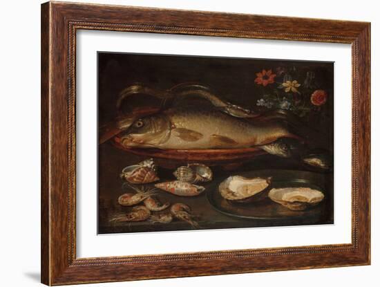 Still Life with Fish, Oysters and Shrimps, C.1620-50 (Oil on Panel)-Clara Peeters-Framed Giclee Print