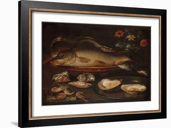 Still Life with Fish, Oysters and Shrimps, C.1620-50 (Oil on Panel)-Clara Peeters-Framed Giclee Print