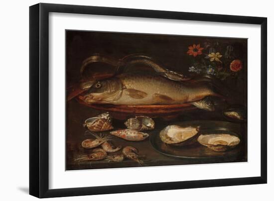 Still Life with Fish, Oysters and Shrimps, C.1620-50 (Oil on Panel)-Clara Peeters-Framed Giclee Print