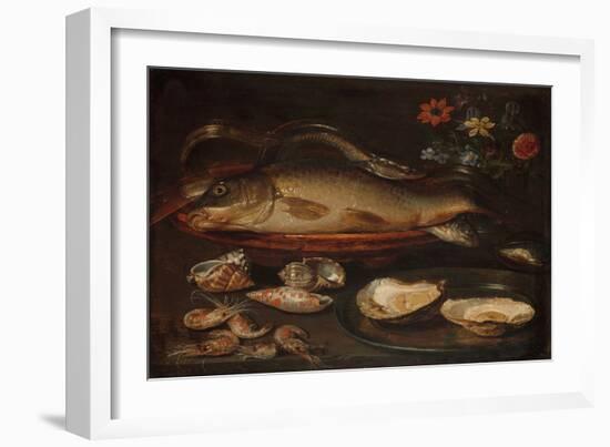 Still Life with Fish, Oysters and Shrimps, C.1620-50 (Oil on Panel)-Clara Peeters-Framed Giclee Print