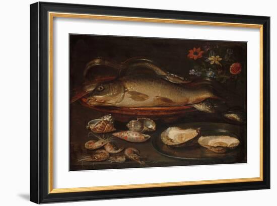 Still Life with Fish, Oysters and Shrimps, C.1620-50 (Oil on Panel)-Clara Peeters-Framed Giclee Print