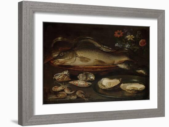 Still Life with Fish, Oysters and Shrimps-Clara Peeters-Framed Art Print