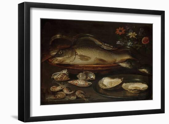 Still Life with Fish, Oysters and Shrimps-Clara Peeters-Framed Art Print