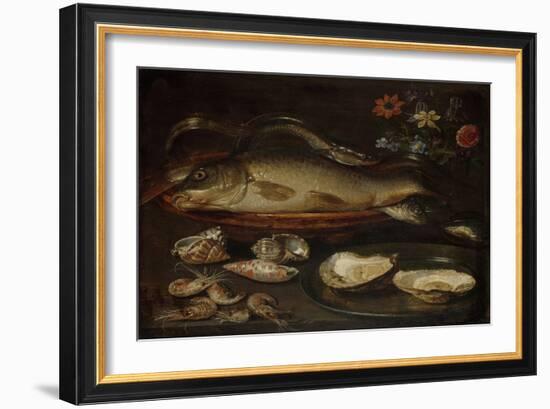Still Life with Fish, Oysters and Shrimps-Clara Peeters-Framed Art Print