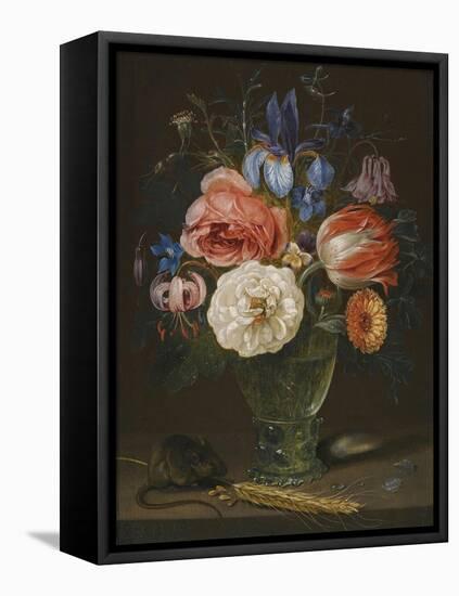 Still life with flowers, a rummer and a mouse-Clara Peeters-Framed Premier Image Canvas