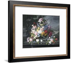 Still Life with Flowers and a Landscape-Severin Roesen-Framed Giclee Print