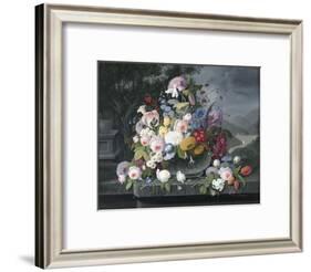 Still Life with Flowers and a Landscape-Severin Roesen-Framed Giclee Print