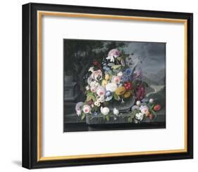 Still Life with Flowers and a Landscape-Severin Roesen-Framed Giclee Print