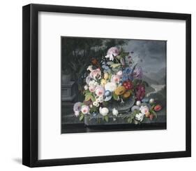 Still Life with Flowers and a Landscape-Severin Roesen-Framed Giclee Print
