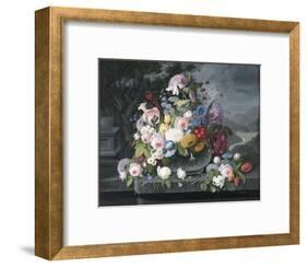 Still Life with Flowers and a Landscape-Severin Roesen-Framed Giclee Print