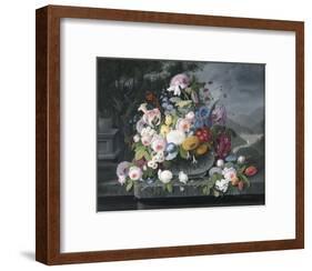 Still Life with Flowers and a Landscape-Severin Roesen-Framed Giclee Print