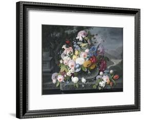 Still Life with Flowers and a Landscape-Severin Roesen-Framed Giclee Print