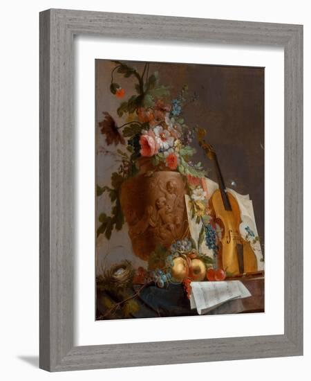 Still Life with Flowers and a Violin, C. 1750-Jean-Jacques Bachelier-Framed Giclee Print