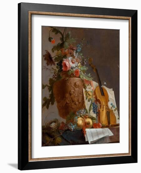 Still Life with Flowers and a Violin, C. 1750-Jean-Jacques Bachelier-Framed Giclee Print