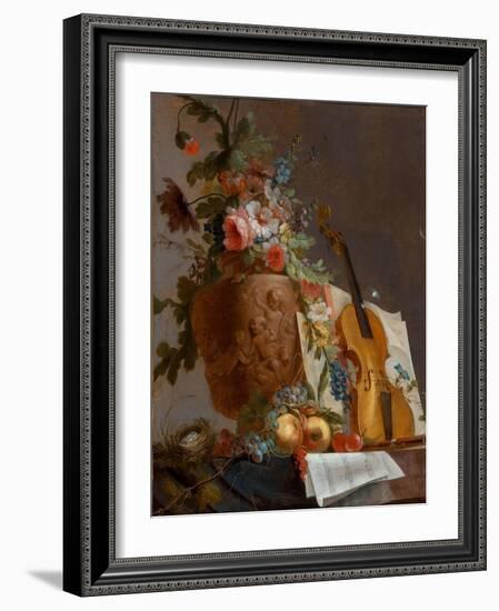 Still Life with Flowers and a Violin, C. 1750-Jean-Jacques Bachelier-Framed Giclee Print