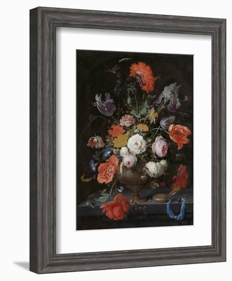 Still Life with Flowers and a Watch-Abraham Mignon-Framed Art Print