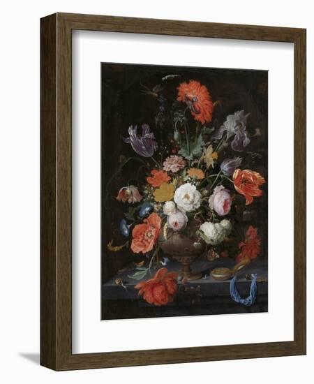 Still Life with Flowers and a Watch-Abraham Mignon-Framed Art Print