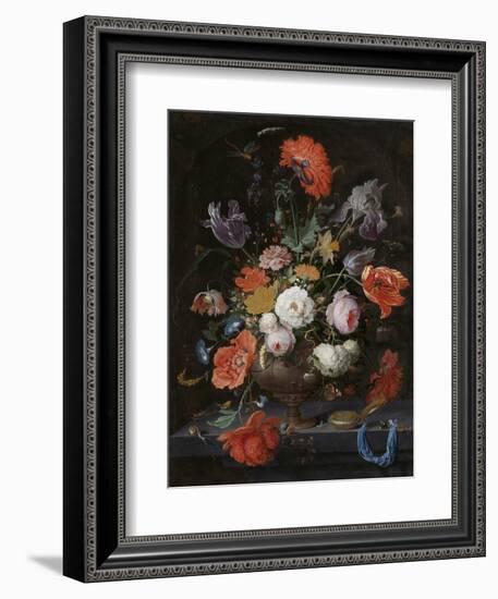 Still Life with Flowers and a Watch-Abraham Mignon-Framed Art Print