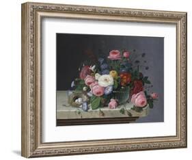 Still Life with Flowers and Bird's Nest, after 1860-Severin Roesen-Framed Giclee Print