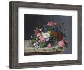 Still Life with Flowers and Bird's Nest, after 1860-Severin Roesen-Framed Giclee Print