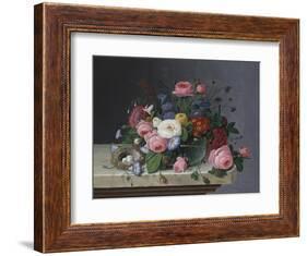 Still Life with Flowers and Bird's Nest, after 1860-Severin Roesen-Framed Giclee Print