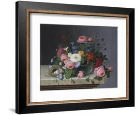 Still Life with Flowers and Bird's Nest, after 1860-Severin Roesen-Framed Giclee Print