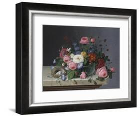 Still Life with Flowers and Bird's Nest, after 1860-Severin Roesen-Framed Giclee Print