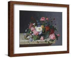 Still Life with Flowers and Bird's Nest, after 1860-Severin Roesen-Framed Giclee Print